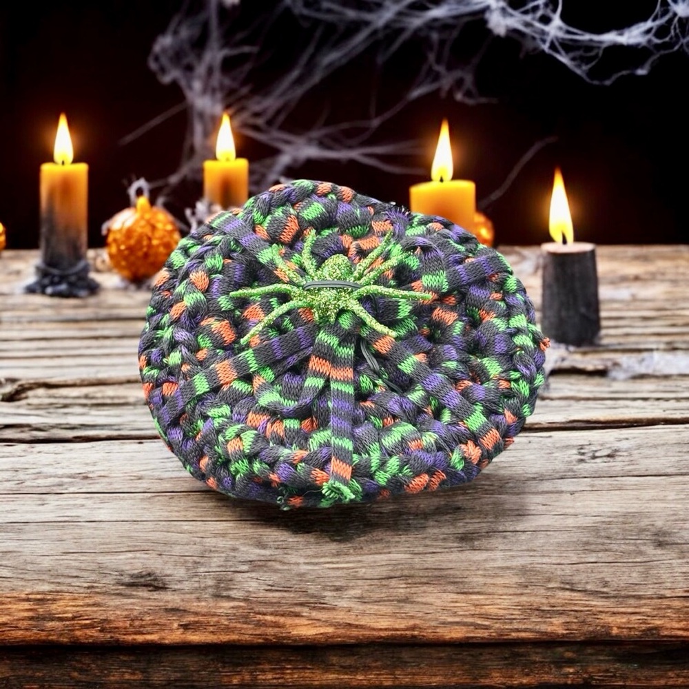 Halloween Themed Woven Coaster Set with Spider Design
